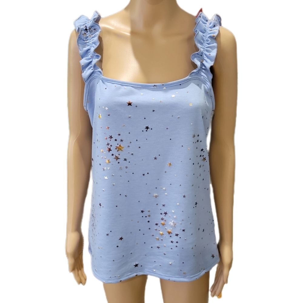 Blue Buttercup Tank Top Foil Stars Medium NWOT